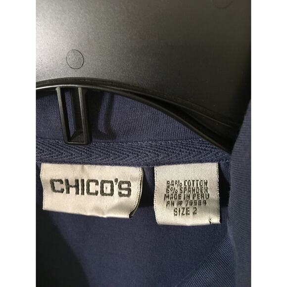 Chico's Size 2 (L) Blue Snap Up Jacket Has a T-shirt Feel Long Sleeves, Collared - Picture 4 of 4